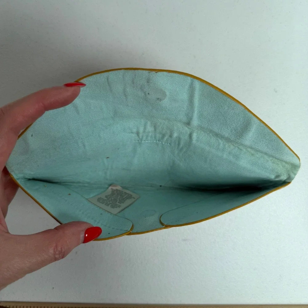 Anthropologie Georgia Penil Pouch Envelope Clutch Mustard Yellow Suede Boho Bag